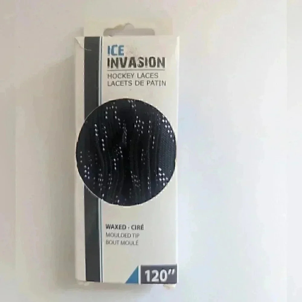 Brand New Ice Invasion 120" Black Hockey Skate Laces